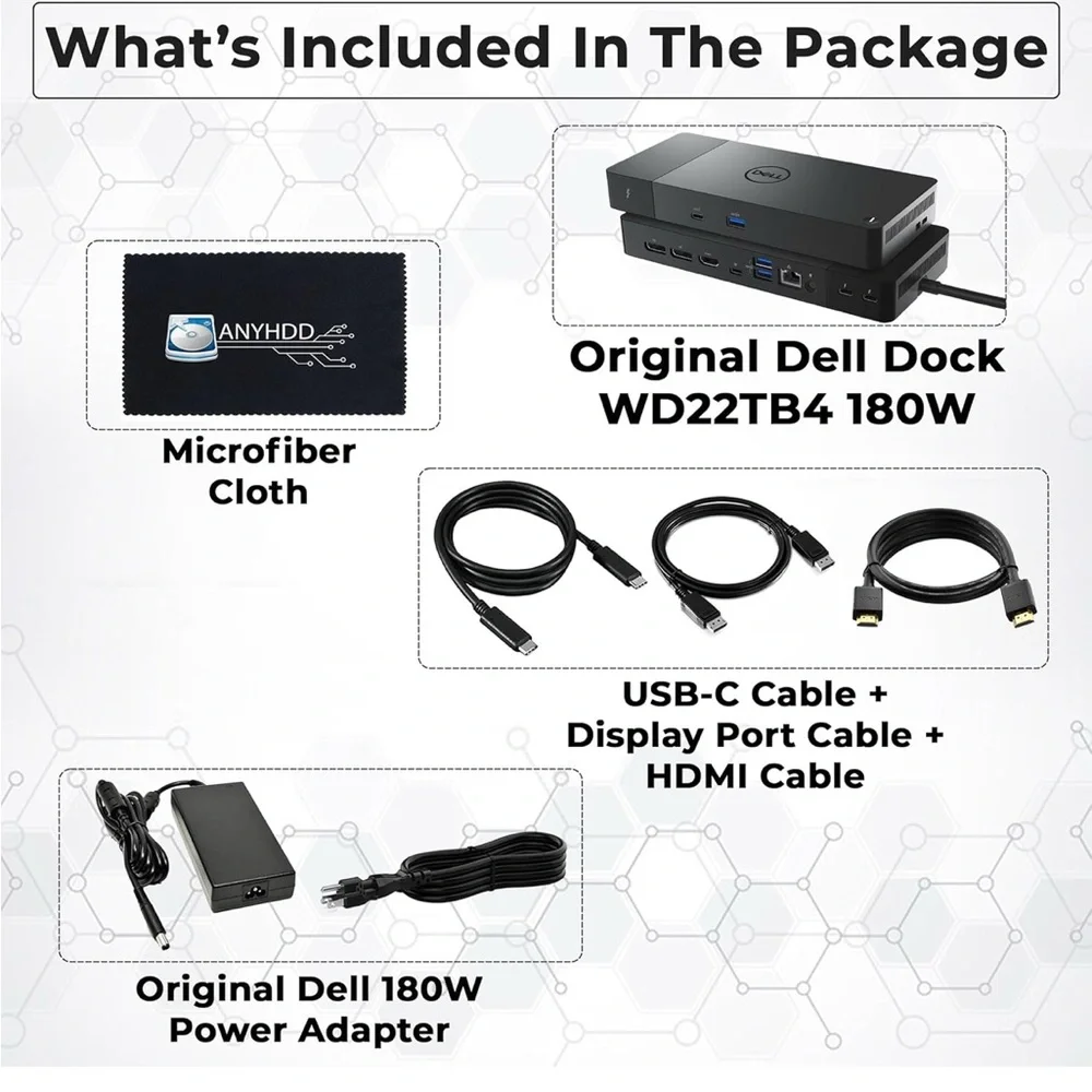 Dell WD22TB4 Thunderbolt 4 Dock Bundle